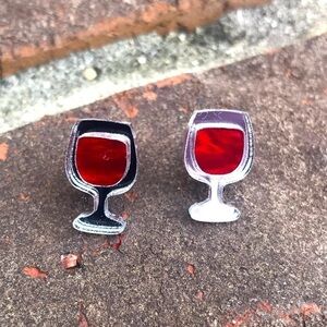 New Handmade Wineglass Studs in Red